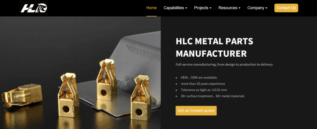 hlc metal parts manufacturer website homepage